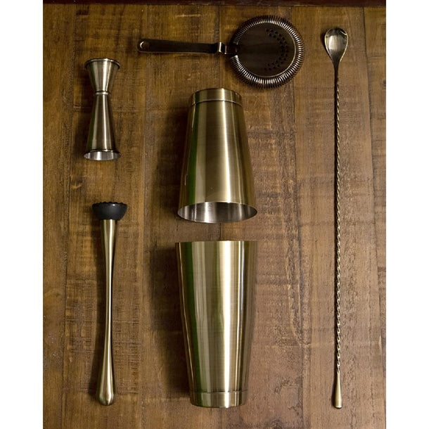Beaumont Antique Brass Plated Banded Jigger 25ml/35ml/50ml cz353