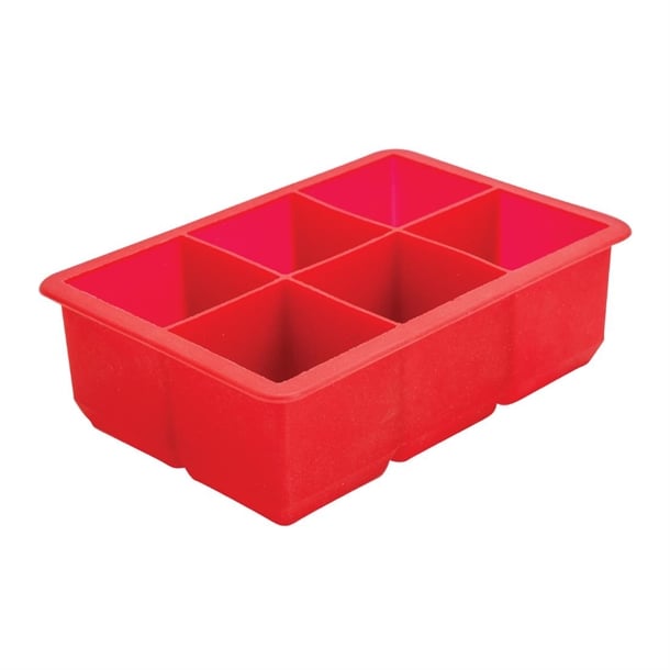 Beaumont Six Cavity Silicone Ice Cube Mould Red cz403
