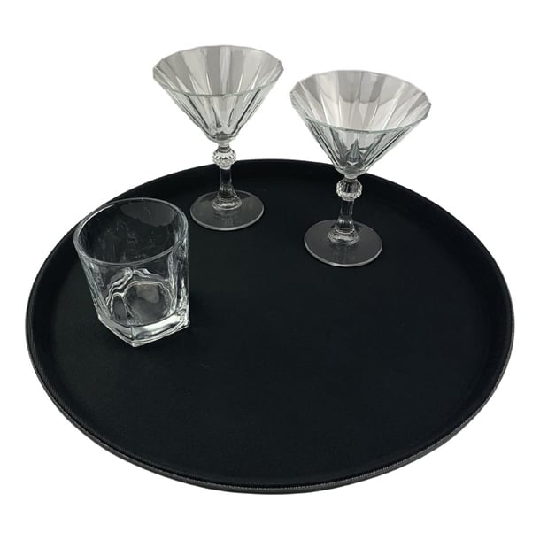Beaumont Non-Slip Round Tray Black 406mm cz496
