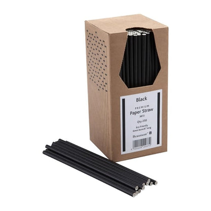 Beaumont 6mm Bore Paper Straw Black (Pack 250) 3872