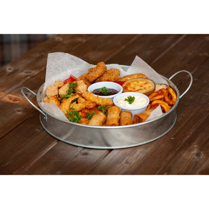Beaumont Round Galvanised Tin Serving Platter 304mm cz640