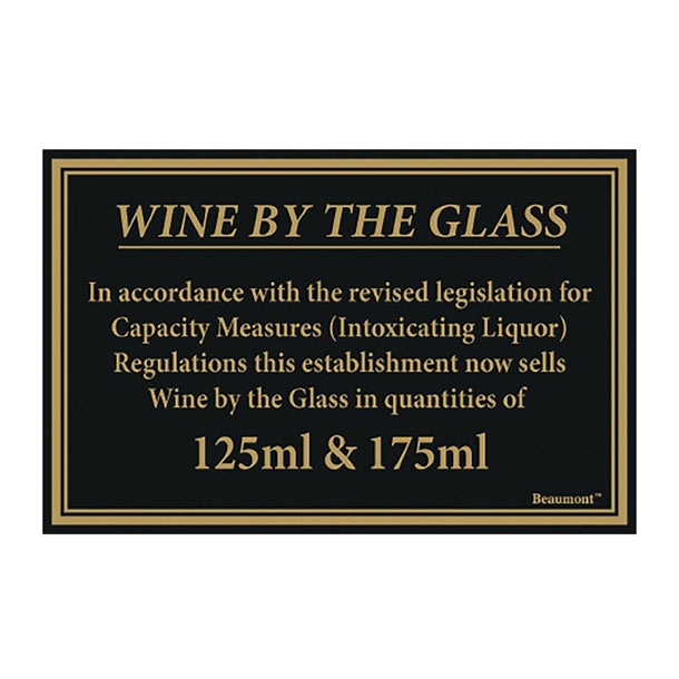 Beaumont 125ml & 175ml Wine Law Sign 170x110mm cz679