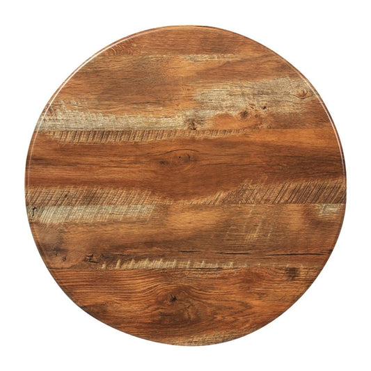 Round Laminate Table Top Planked Oak 600mm cz844