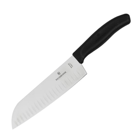 Victorinox Fluted Santoku Knife Black 17.1cm d828