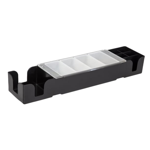 Beaumont 4 Compartment Condiment Holder with Napkin Dispenser Black d871