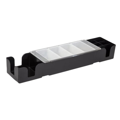 Beaumont 4 Compartment Condiment Holder with Napkin Dispenser Black d871