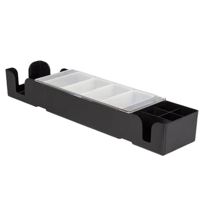 Beaumont 4 Compartment Condiment Holder with Napkin Dispenser Black d871