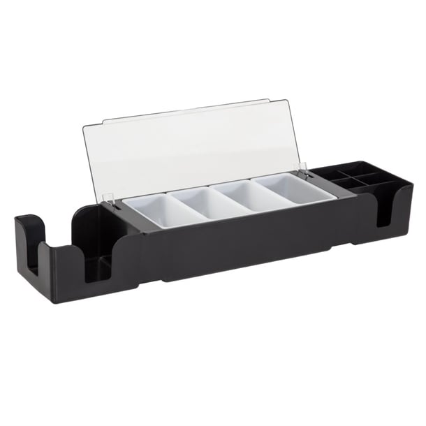 Beaumont 4 Compartment Condiment Holder with Napkin Dispenser Black d871