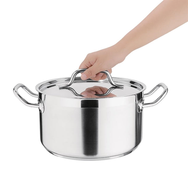 Nisbets Essentials Stainless Steel Stew Pot with Lid 24cm db254