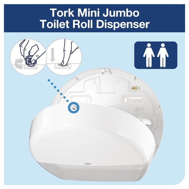 Tork Mini Jumbo Toilet Roll Dispenser White T2 db463