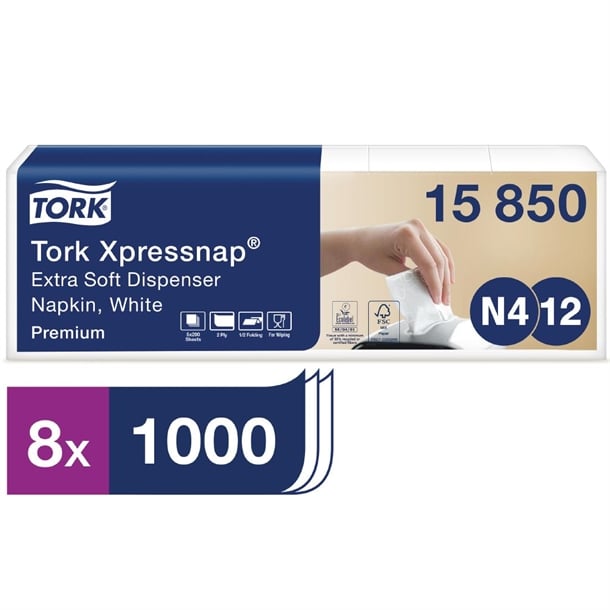 Tork Xpressnap Extra Soft Dispenser Napkins White N4 (8 Pack) db466