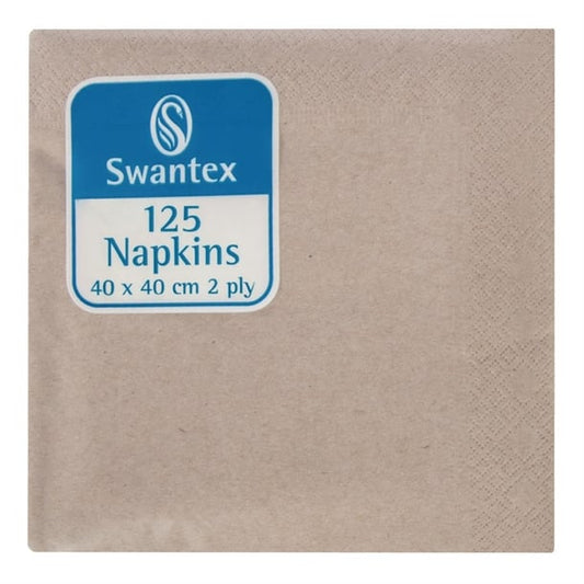 Swantex Recycled Dinner Napkin Kraft 40x40cm 2ply 1/4 Fold (2000 Pack) db483