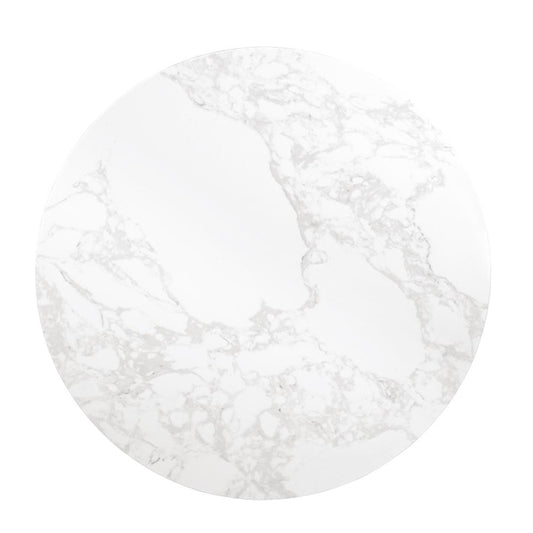 Bolero Round Marble Effect Tabletop White 600mm dc300
