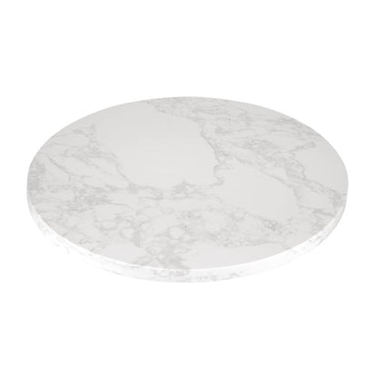 Bolero Round Marble Effect Tabletop White 600mm dc300