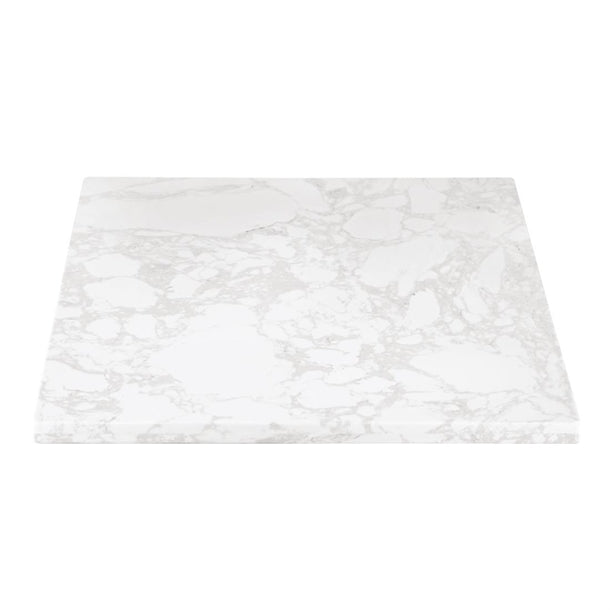 Bolero Square Marble Effect Tabletop White 600mm dc301