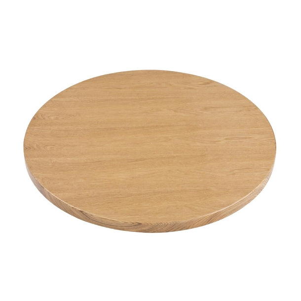 Bolero Pre-Drilled Round Table Top Natural Ash Veneer 600mm dc469