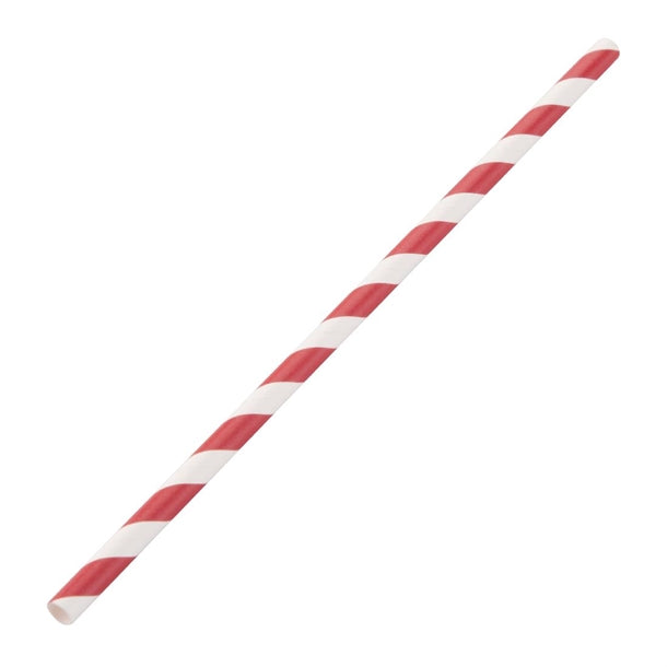 Fiesta Compostable Paper Straws Red Stripes (250 Pack) de927