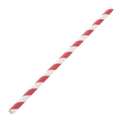 Fiesta Compostable Paper Straws Red Stripes (250 Pack) de927
