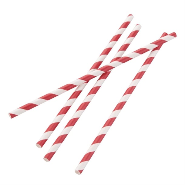 Fiesta Compostable Paper Straws Red Stripes (250 Pack) de927