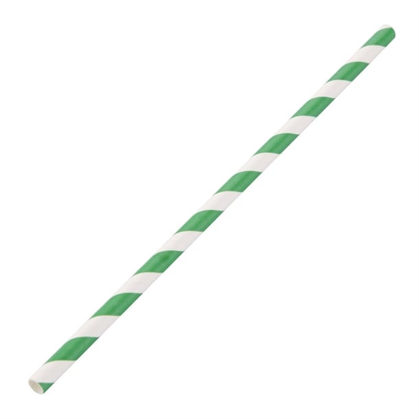 Fiesta Compostable Paper Straws Green Stripes (250 Pack) de928