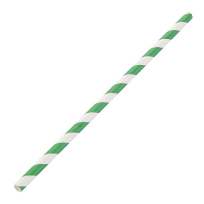 Fiesta Compostable Paper Straws Green Stripes (250 Pack) de928