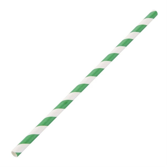 Fiesta Compostable Paper Straws Green Stripes (250 Pack) de928