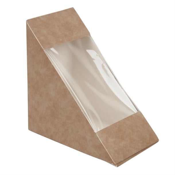 Colpac Recyclable Kraft Front-Loading Sandwich Wedges With PLA Window (500 Pack) df605