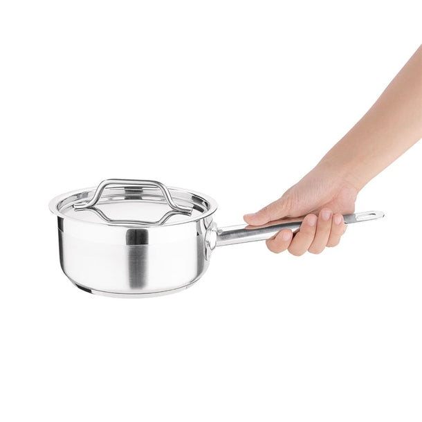 Nisbets Essentials Stainless Steel Saucepan with Lid 14cm df669