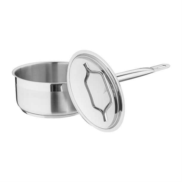 Nisbets Essentials Stainless Steel Saucepan with Lid 16cm df670