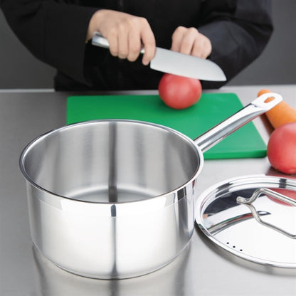 Nisbets Essentials Stainless Steel Saucepan with Lid 20cm df671