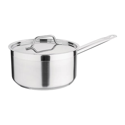 Nisbets Essentials Stainless Steel Saucepan with Lid 20cm df671