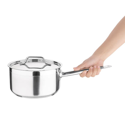 Nisbets Essentials Stainless Steel Saucepan with Lid 20cm df671