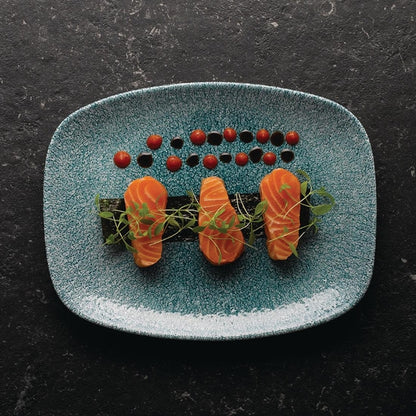 Churchill Raku Oblong Chef Plates Jade Green 157 x 237mm (12 Pack) df914