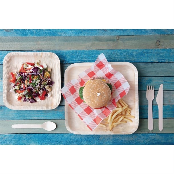 Fiesta Compostable Palm Leaf Plates Square 250mm (100 Pack) ht875