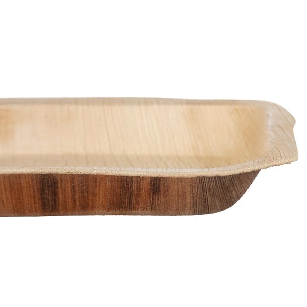 Fiesta Compostable Deep Palm Leaf Plates Rectangular 250mm (100 Pack) ht874