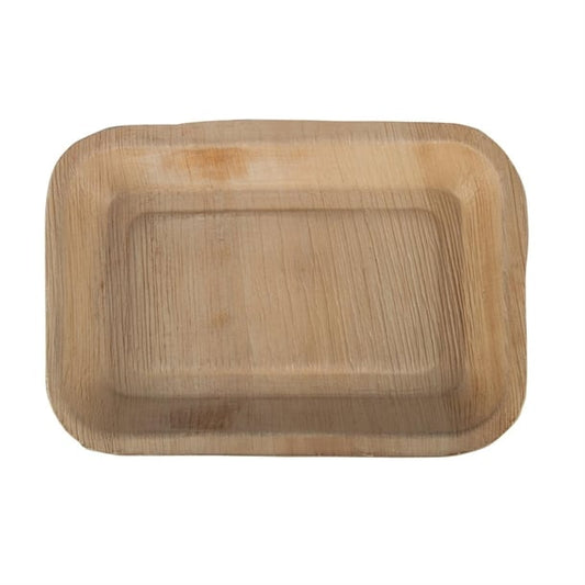 Fiesta Compostable Deep Palm Leaf Plates Rectangular 250mm (100 Pack) ht874