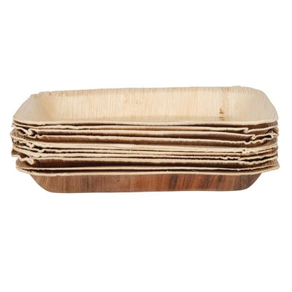 Fiesta Compostable Deep Palm Leaf Plates Rectangular 250mm (100 Pack) ht874