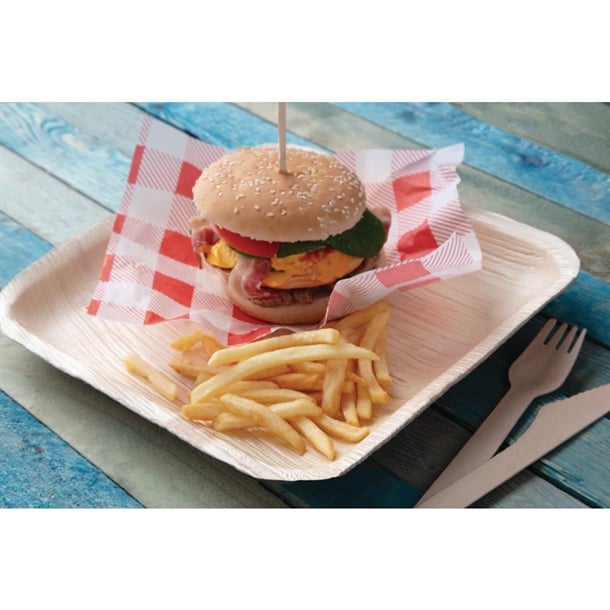 Fiesta Compostable Palm Leaf Plates Square 250mm (100 Pack) ht875