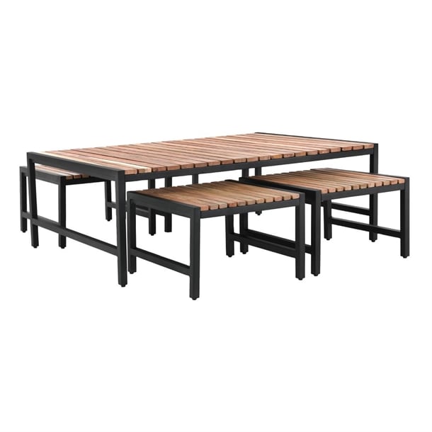 Bolero Steel and Acacia Low Coffee Table 1200x800mm dk903