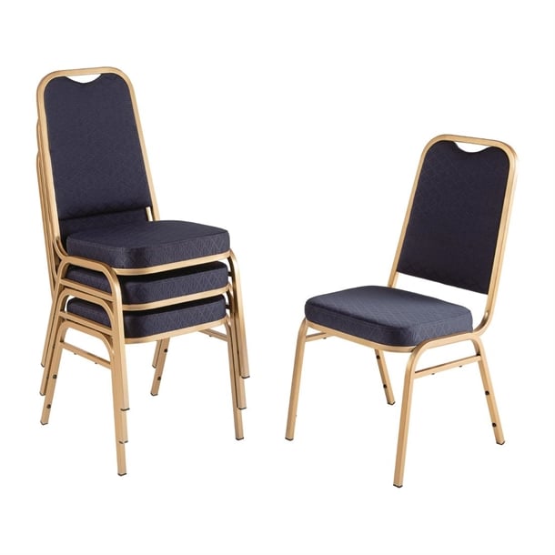 Bolero Square Back Banquet Chairs Blue & Gold (4 Pack) dl015