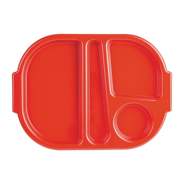 Olympia Kristallon Large Polypropylene Compartment Food Trays Red 374mm u037