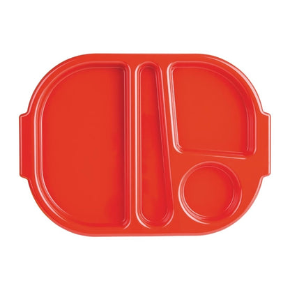 Olympia Kristallon Large Polypropylene Compartment Food Trays Red 374mm u037