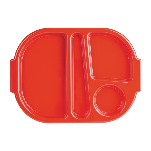 Olympia Kristallon Small Polypropylene Compartment Food Trays Red 321mm dl126