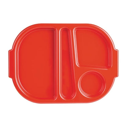 Olympia Kristallon Small Polypropylene Compartment Food Trays Red 321mm dl126