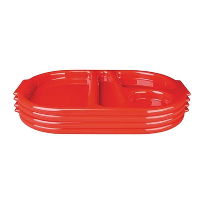 Olympia Kristallon Small Polypropylene Compartment Food Trays Red 321mm dl126