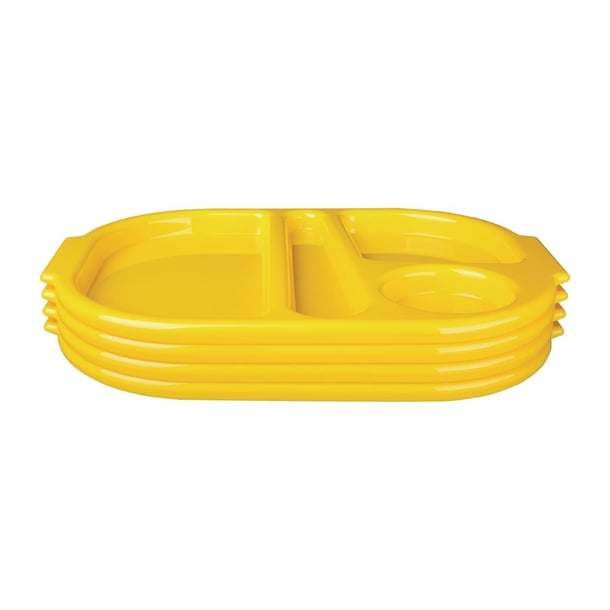 Olympia Kristallon Large Polypropylene Compartment Food Trays Yellow 374mm u039
