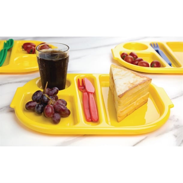 Olympia Kristallon Small Polypropylene Compartment Food Trays Yellow 321mm dl127