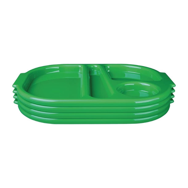 Olympia Kristallon Large Polypropylene Compartment Food Trays Green 374mm u040