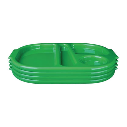 Olympia Kristallon Large Polypropylene Compartment Food Trays Green 374mm u040