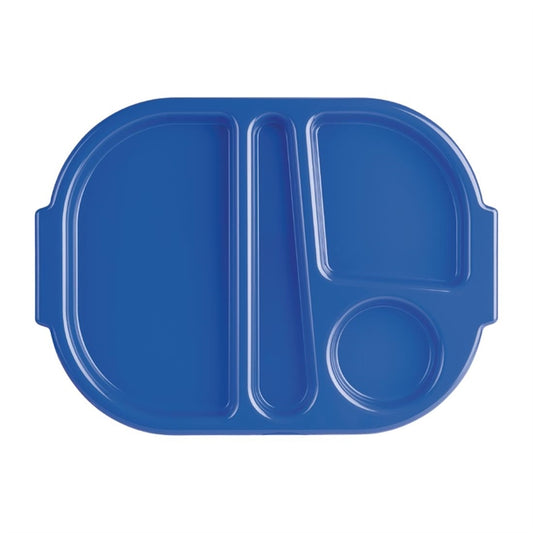 Olympia Kristallon Large Polypropylene Compartment Food Trays Blue 374mm u038